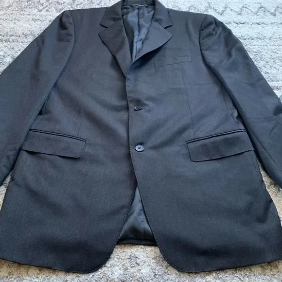 Canali Charcoal 2 Button Wool Blazer 42L